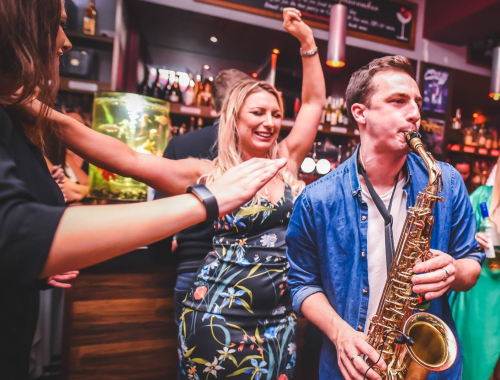 DJ Saxophonist playing in a bar in London